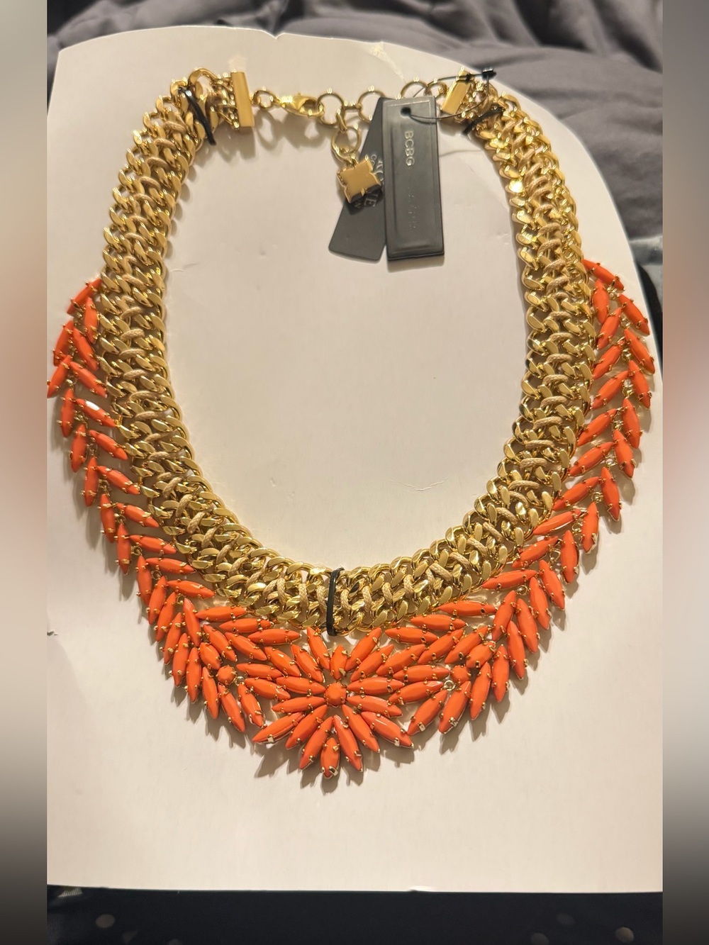BCBGMaxAzria Gold-Tone Chain Necklace with Coral Accents